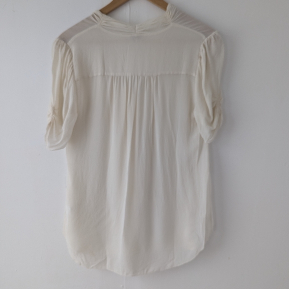 Aritzia Babaton Tinsley 100% Silk Ruffle Blouse - Cream - Size Small - Picture 4 of 14